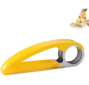 1 PCs Creative Stainless Steel Banana Chopper Fruit Cutter Cucumber Vegetable Peeler slicers Kitchen Tools, Yellow