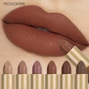 6pcs/set Matte Lipstick Set, Brown Lipstick, Waterproof and Long-lasting, Non-stick Cup, Essential Lipstick Cosmetics for Autumn and Winter, Lip Kit