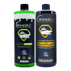 WavesRx EpicWash & EpicFlush Salt Neutralizing Marine Wash & Engine Cleaner Set for Boats & Jets - USA Made, Eco-Friendly, High-Gloss Shine, Protects from Salt & Rust