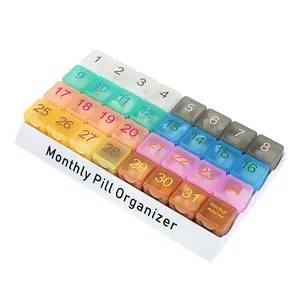 Monthly Pill Organizer, Supplement Organizer, Portable Pill Dispenser, Large Travel Pill Box, Suitable for Vitamins, Drugs, Fish Oil, Ultra-Large 32 Detachable Compartments