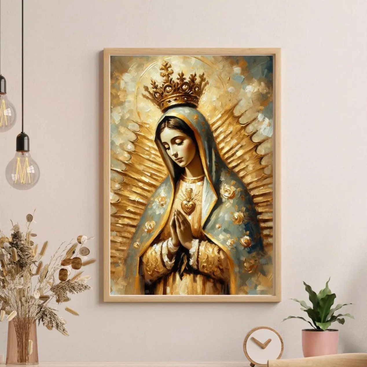 Our Lady of Guadalupe Art, Virgen de Guadalupe, Catholic art, Virgin Mary, Mexico wall art, Mexican decor,Immaculate Mary