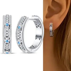 925 Sterling Silver Cubic Zirconia Hoop Earrings For Women Jewelry Gifts