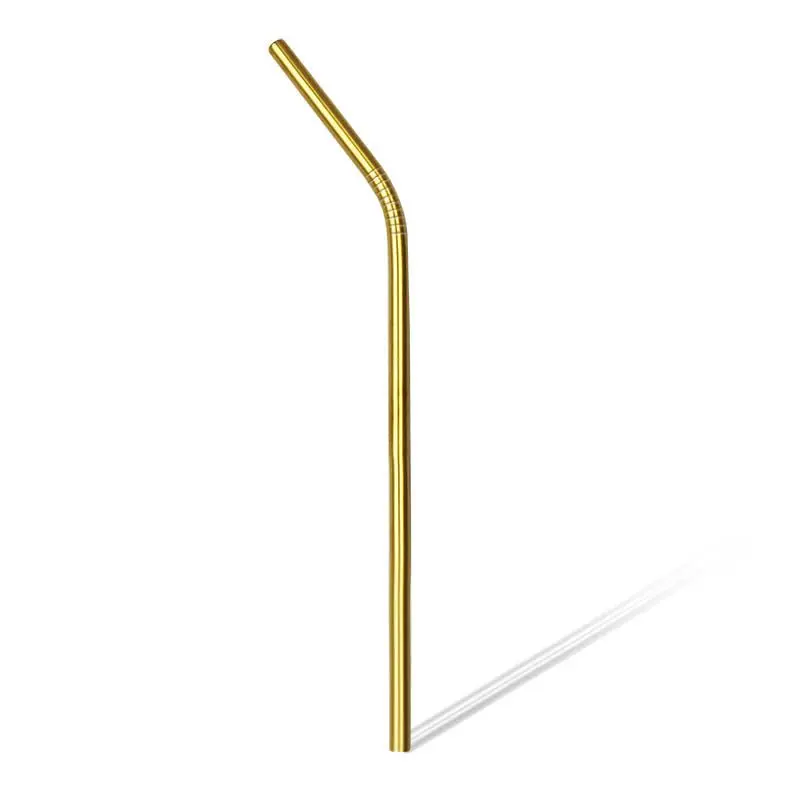 BarConic® Reusable 8.5 Inches Gold-Plated Stainless Steel Bendy Style Straw - Durable Bar Utensil for Bartenders, Craft Cocktails