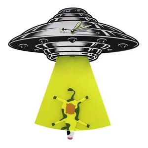 The UFO - Cow Pendulum Wall Clock | a flying saucer wall clock with a cow pendulum | space-themed room décor | Area 51 Merch | alien space ship