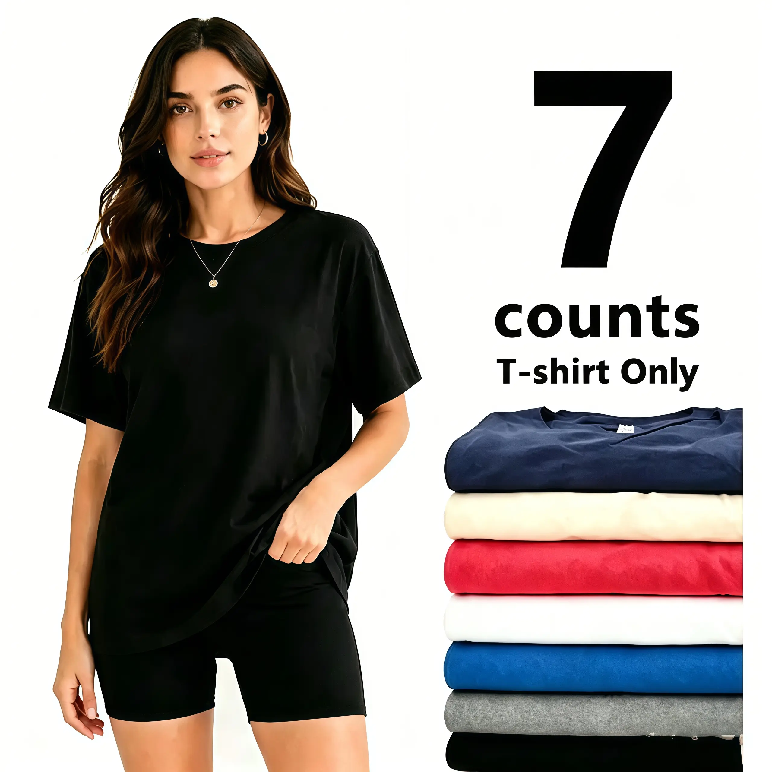 [Limited Time Deal][Fast Shipping] Women's Loose-Fit Solid Color Crew Neck Short-Sleeve T-Shirt Multipack, Summer Daily Basic Casual OOTD Tops (Only T-Shirt) Comfy Top Build Your Tee