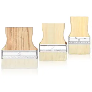 3 Pcs Wooden Handle Flat Paddle Paint Brushes 3/4/5 Inch Wide Large Brushes for Wall Furniture Coloring Dual-use Durable Smooth Dyeing Painting Tools