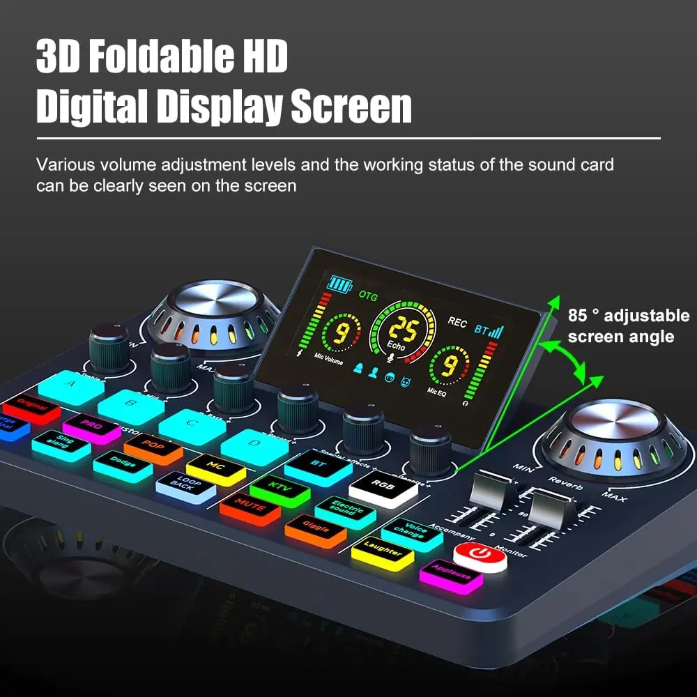 F668 Beginners Gaming Audio Mixer OTG 3D Folding Screen Console PC
