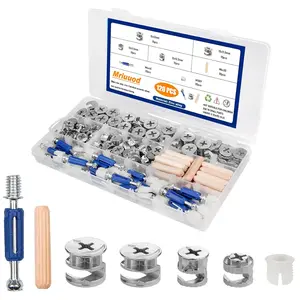 120Pcs Cam Lock for Furniture Assortment Kit, 3 in 1 Eccentric Hardware Wheels,Wood Dowel Pins, Furniture Cam Lock Fasteners, for Connecting and Repairing Cabinet, Closet, Drawer, Wardrobe