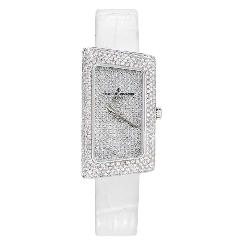 Vacheron Constantin 1972 Cambrée 18K White Gold Aftermarket Pavé Diamonds 25015/000G-9233 WHP041139