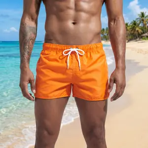 Men's Retro Short Inseam Swim Trunks - Quick Dry Athletic Bathing Suit, Classic Elastic Waist Swim Shorts with Drawstring for Summer Beach & Pool Party