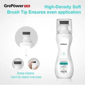 GrePower Liby White Sneaker Cleaner 3-in-1 Waterless Foam Removes Yellowing & Deep Stains Safe for Leather & Mesh with Soft Brush Tip