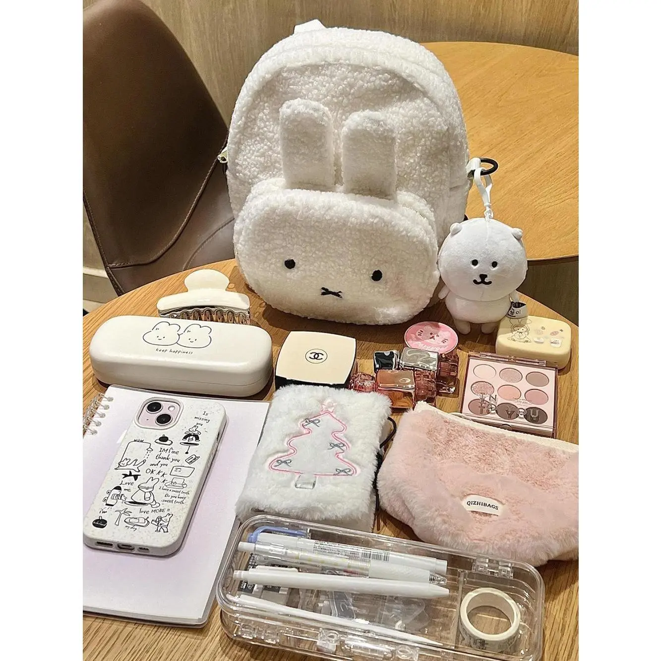 Cute Miffy Kawaii Backpack Cartoon Plush Rabbit Schoolbag Backpack for Class Versatile Storage Bag Girl Gift