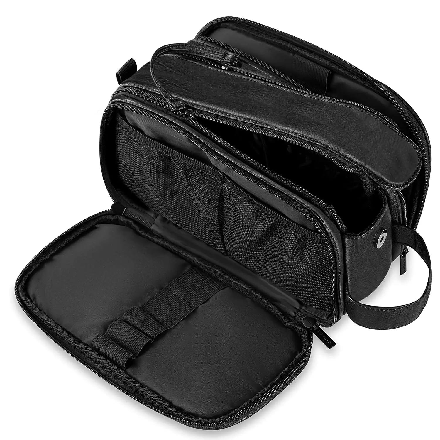 Men's PU Leather Hanging Toiletry Bag - Large Water-Resistant Travel Dopp Kit with Wet-Dry Separation, Travel Pouches for Toiletries, Unique Father's Day Gift for Men, Unique Gifts