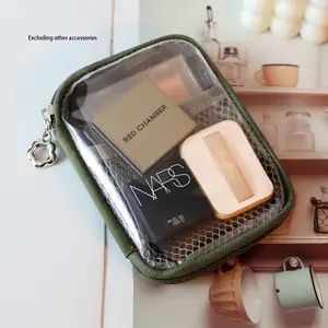 Small Clear Makeup Bag for Purse Travel Cosmetic Case Transparent Toiletry Bag with Zipper, Portable Make Up Organizer Traveling Compact Car Bag for Essentials, Makeup Organizer Pouch