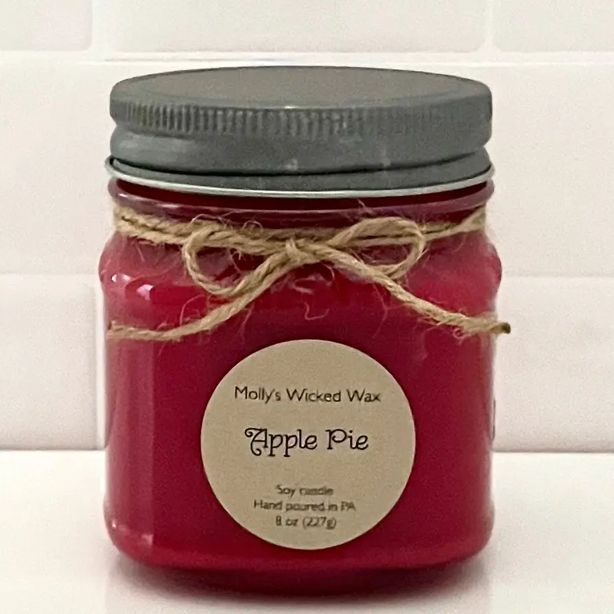 Apple Pie hand poured soy candle. Molly’s Wicked Wax