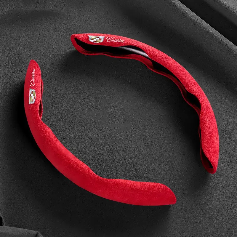 Suede Universal 38CM Car Steering Wheel Cover Booster Non-slip Cover for Cadillac ATS BLS CT4 CT5 CT6 CTS ESCALADE EXT SLR SRX STS XT4 XT5 XT6 XTS Accessories Automotive