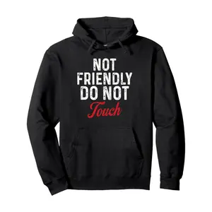 Not Friendly Do Not Touch" Humorous Black Hoodie - Ultra-Breathable & Durable - Casual Casual Attire with Kangaroo Pocket - Classic Fit for Spring/Fall