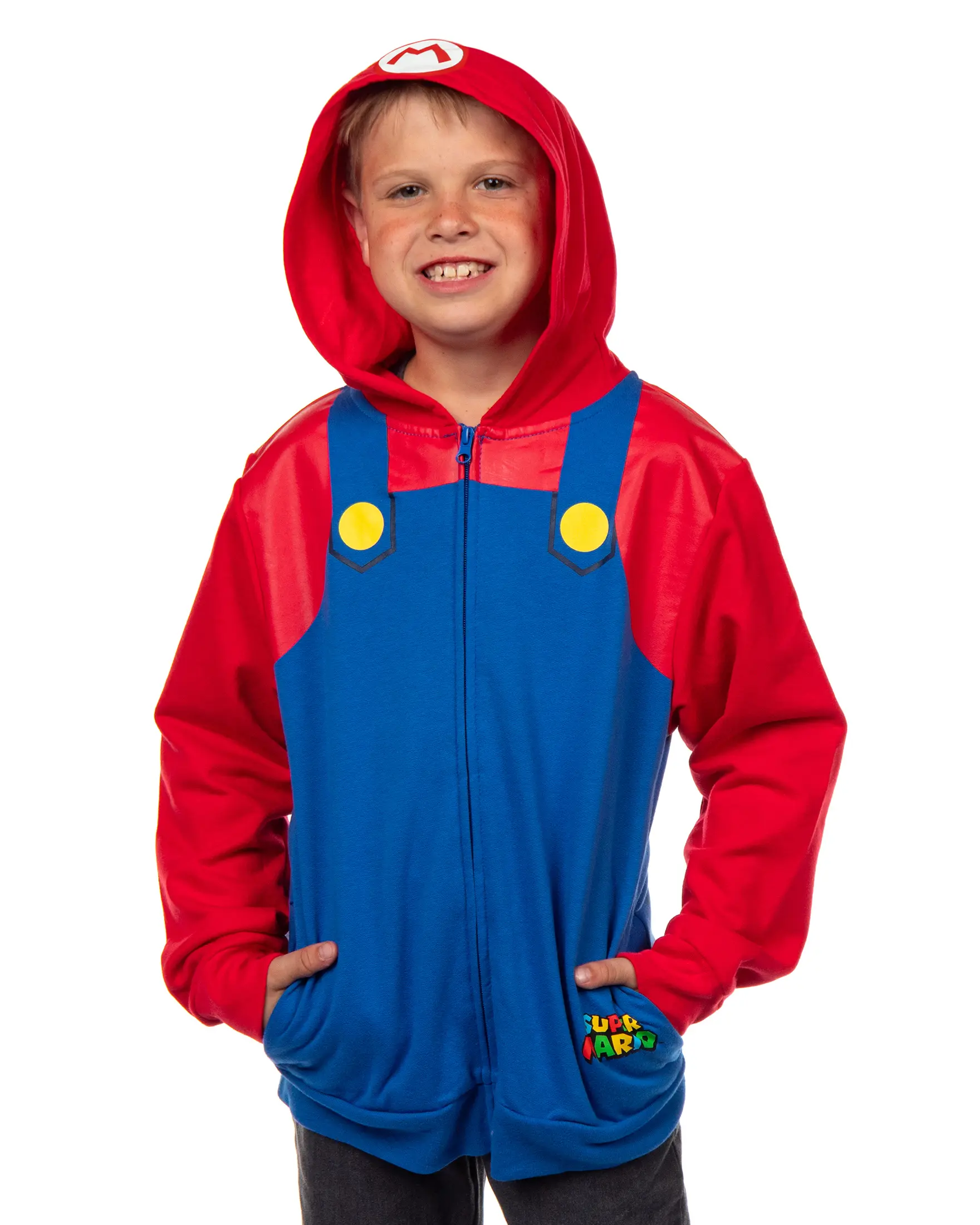 Nintendo Super Mario Bros Hoodie Boys Zip Up Character Sweatshirt