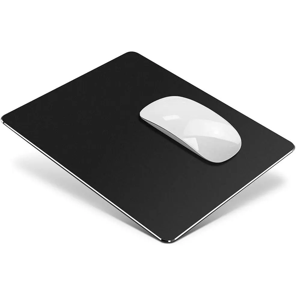 Metal Aluminum  Pad, Office and Gaming Thin Hard  Mat Double Sided  Fast and Accurate Control Mousepad for Laptop, Computer and PC,9.45 X 7.87 Inch,Black
