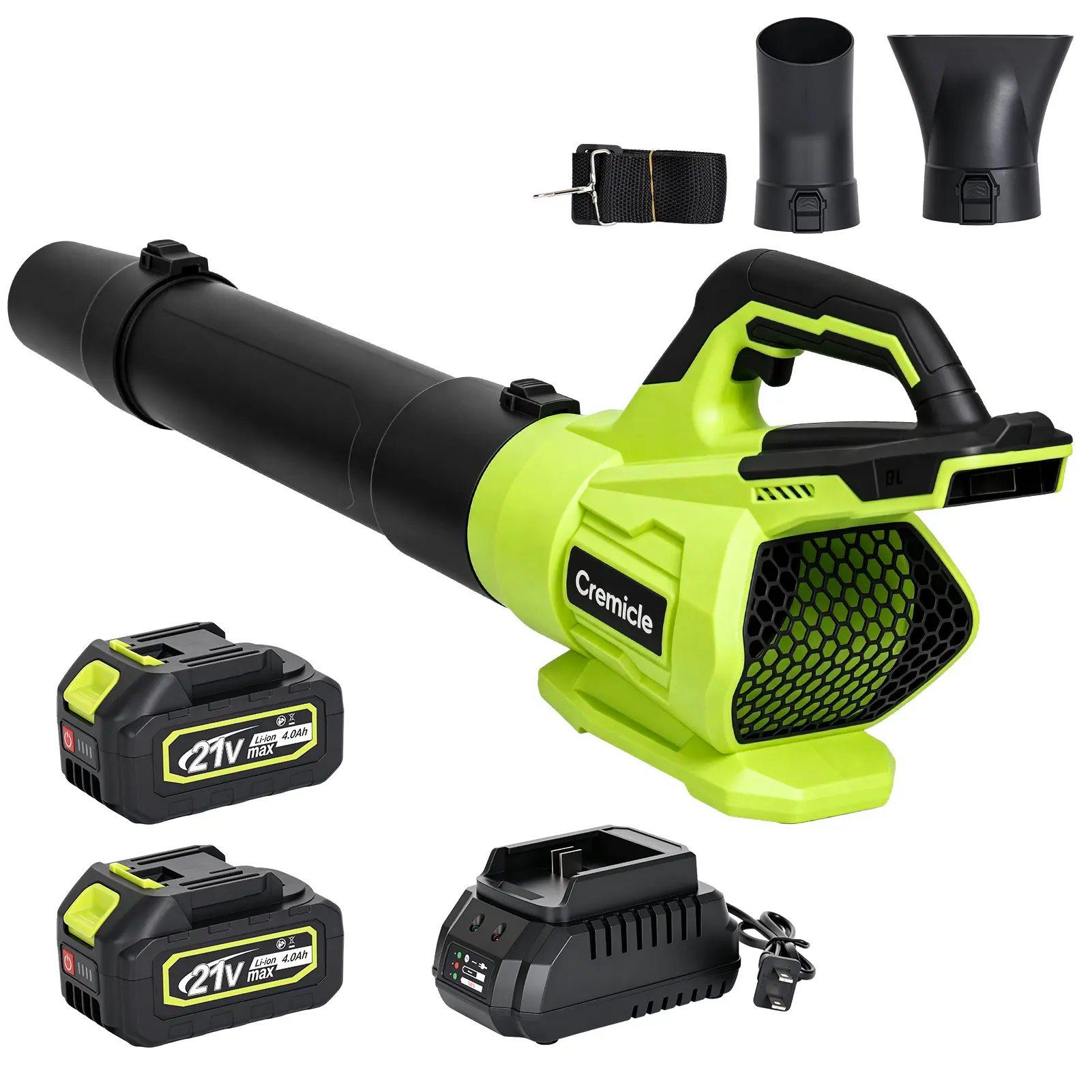 Cordless Leaf Blower, 21V Portable Blower with 2 x 4.0Ah Batteries & Charger, Powerful Blowers for Lawn Care, Patio, Dust, Blowing Leaves