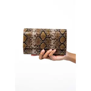 Bronze Animal Print Crystal Purse