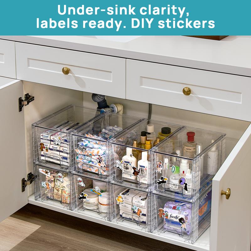 [Live Only] Vtopmart 6-8 Pack Transparent Stackable Drawer Organizer for Kitchen, Pantry, Makeup, Bathroom Storage Bins, Christmas Hauls