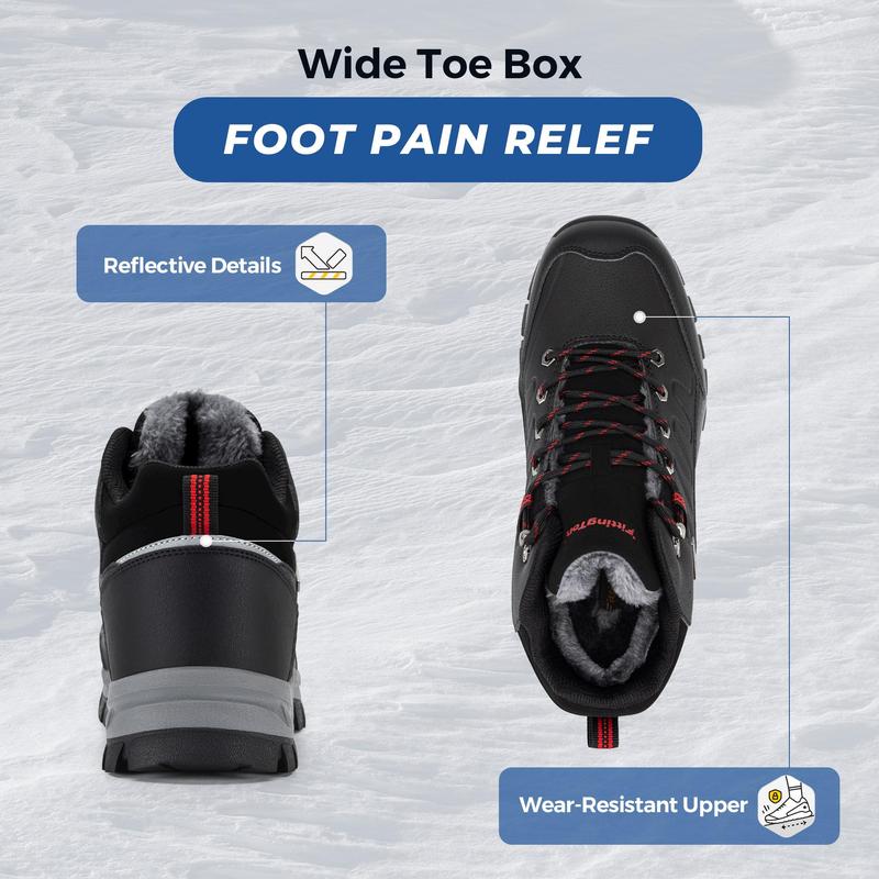 Fittington Men's WolfWalk Winter Boots V4 Insulated Snow Boots Outdoor Trekking Hiking Mid Calf Boots Slip Resistance Faux Leather Plush Fleece Lining Cold Resistant