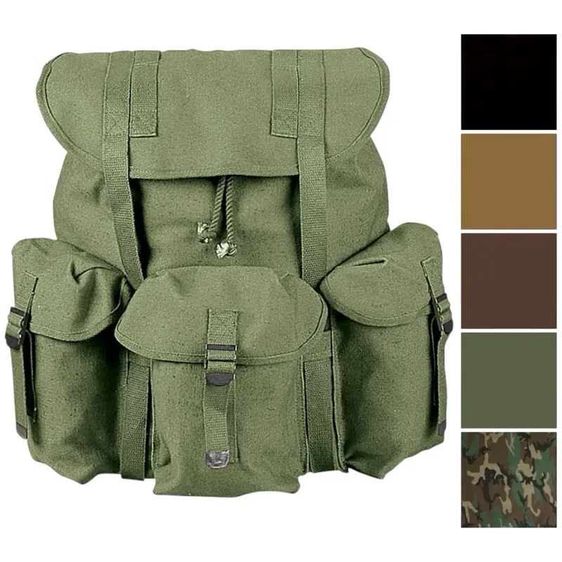 ROTHCO G.I. Type Heavyweight Mini Alice Pack Tactical Backpack - 18 oz Cotton Canvas, Reinforced Stitching, Spacious Main Compartment, Adjustable Front Flap Closure, 3 Exterior Utility Pockets, All-Terrain Combat Gear, Backpack for School