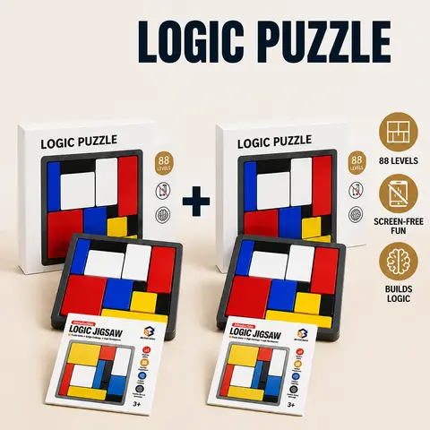 Logic Puzzle Brain Game 88 Challenges – Educational STEM Toy for Kids & Adults Ages 7+, 4 Difficulty Levels, Screen-Free Travel Game, Critical Thinking Skills Builder, Christmas Gift for Boys Girls