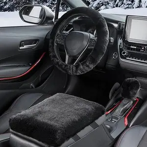 plush car steering wheel cover, safe, non-slip, high-quality, breathable, warm, sweat-absorbing, non-slip, gear shift paddle cover, glove box mat, multi-color personality, Suitable for both men's and women's sedan and SUV automotive accessories