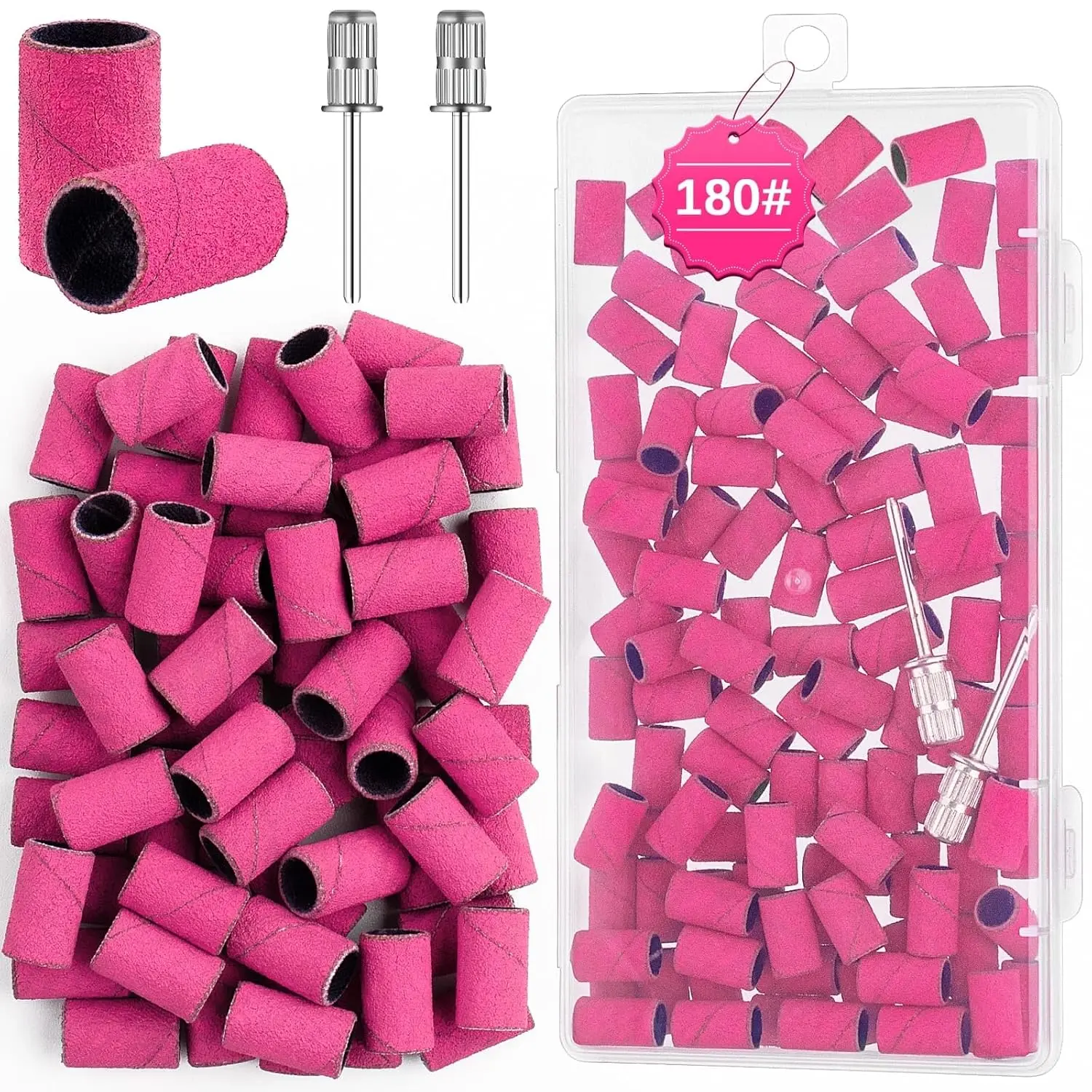Sanding Bands for  Drill,Sanding Bands  Drill Bits 100 count  Sanding Bands Fine Grit #180 with 3/32  Sanding Bit for Manicure & Pedicure
