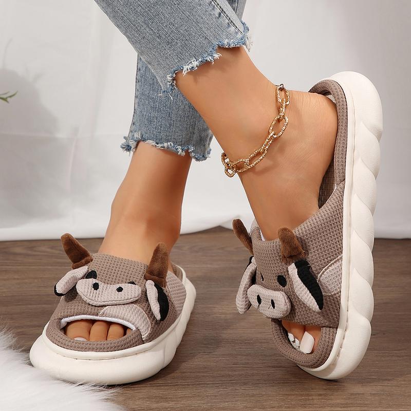 Cow Slippers Slides for Women House Shoes for Woman Lovely Cartoon Animal Shape  Women Men Home Indoor Springfresh