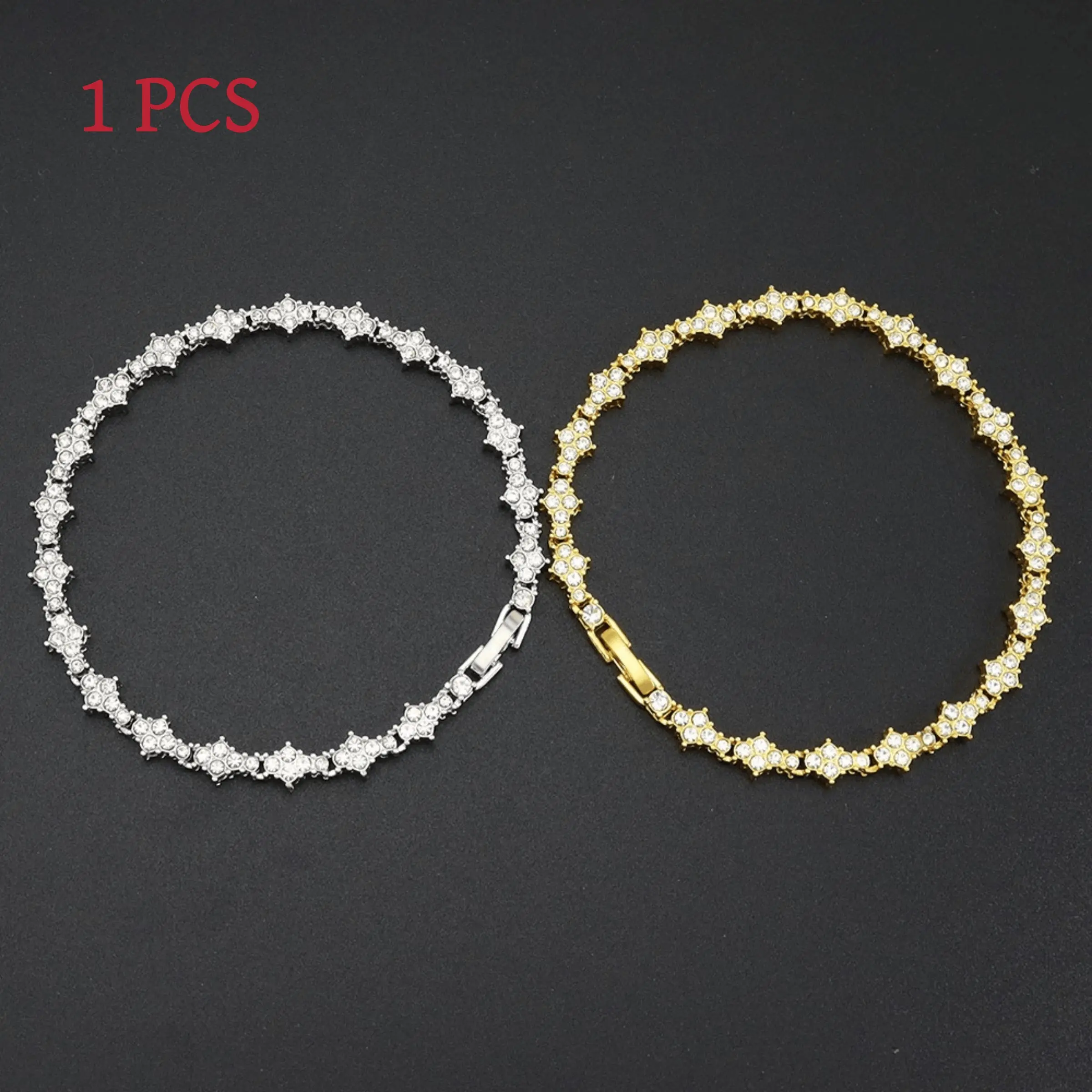 1 gold or silver crystal cz tennis bracelet, hip-hop style zircon jewelry, Fashionable bracelet, Beautiful Bracelets, Classic commemorative gift, Ideal for birthdays/anniversaries/special occasions, Versatile statement accessory