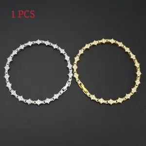 1 gold or silver crystal cz tennis bracelet, hip-hop style zircon jewelry, Fashionable bracelet, Classic commemorative gift, Ideal for birthdays/anniversaries/special occasions, Versatile statement accessory