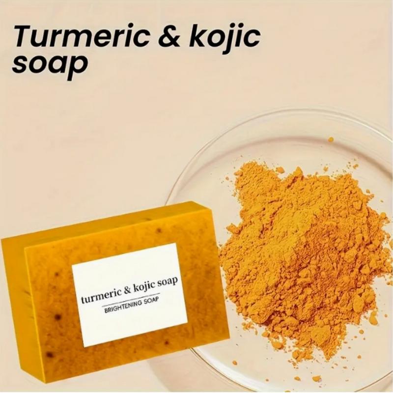 Lemon Turmeric & Kojic Acid Soap Bar, Summer Acne Face & Body Wash for Men & Women, Daily Skincare Cleanser Sets with Soap Saver Bags, Christmas Gift
