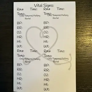 Misprint!!!! Vital Signs Sticky Notes for Nurses & Nursing Assistants. - 50 sheets per pad, 4x6 in size 6PT ER Design
