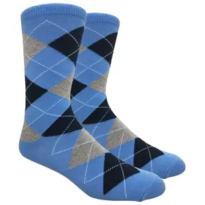 Light Blue Dress Socks with Navy and Grey Pattern
