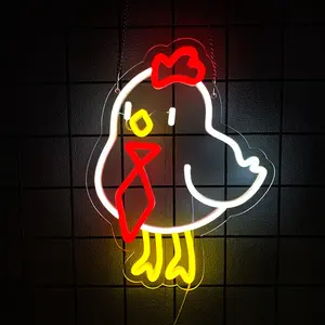 Chick Neon Sign  Chicken  Neon Light for Led Wall Decor  USB Light Up Chick Sign for Bedroom Kids Room Birthday Gifts for Boy Girl Led Neon Lights Decorative Light Decor
