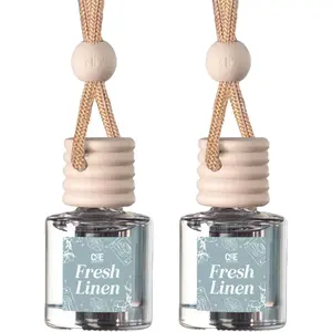 C&E Craft Co Hanging Car Air Freshener Diffuser  Pack, Long Lasting Fragrance Oil Car Freshener, Glass Bottle Auto Air Freshener, Made in USA (Fresh Linen)