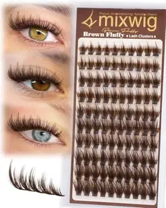 Brown Lash Clusters Manga Eyelash Clusters Fluffy Cluster Eyelash Extensions Natural Spiky Cluster Lashes Wispy Dark Brown Individual Lashes 10-16MM D Curly DIY Lash Extension by Lvmixwig