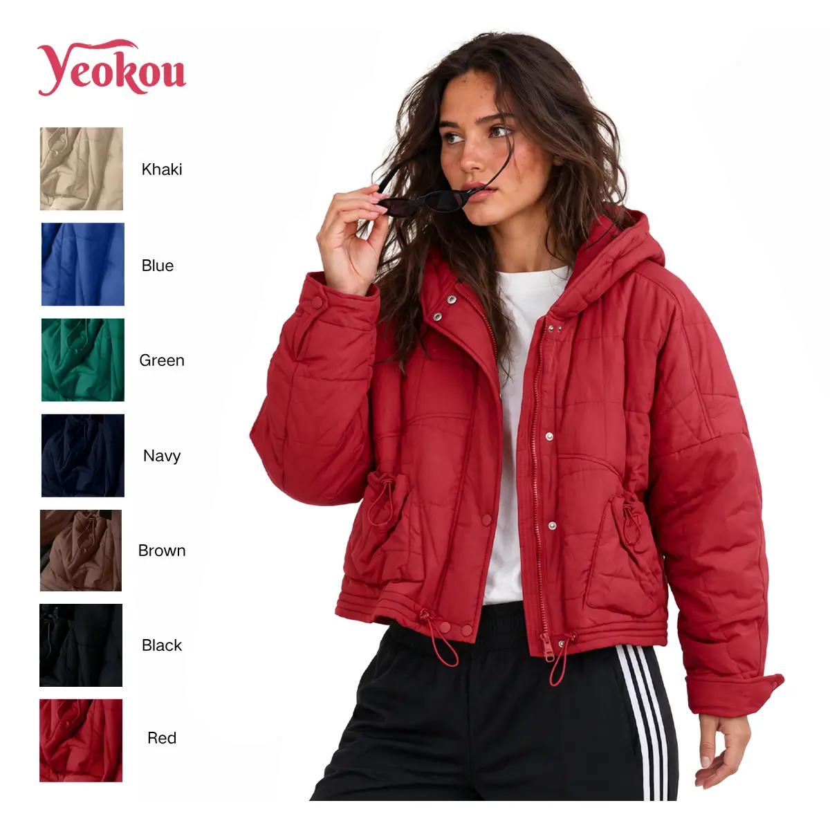 Yeokou Women's Oversized Quilted Puffer Jacket Hooded Long Sleeve Lightweight Warm Coat With Pockets Yeokou Women's Oversized Quilted Puffer Jacket Hooded Long Sleeve Lightweight Warm Coat With Pockets