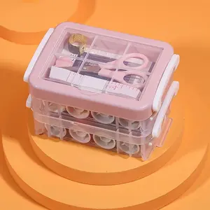 Portable Sewing Kit with Clear Storage Box - Essential Repair Supplies Including Scissors, Thimbles, Tape Measure, Thread, Needles, Buttons & Seam Ripper, Sewing Tools, Sewing Supplies Accessories