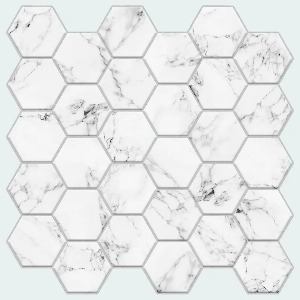 ROOMMATES CARRARA MARBLE HEXAGON PEEL AND STICK BACKSPLASH TIL4245FLT