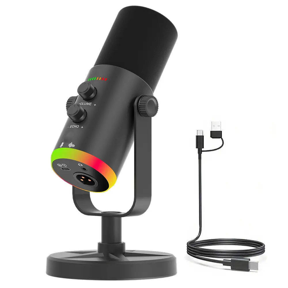 USB/XLR Dynamic Microphone for Gaming Streaming, Computer PC Microphone, Plug Play Mic, Mute Button, Podcasting Desktop Mic for YouTube Video Recording, Audio, Live Podcast Equipment