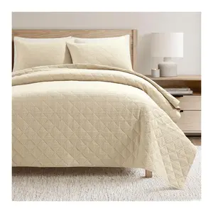 Lush Decor Haniya Solid Waffle Quilt 3pc Set King