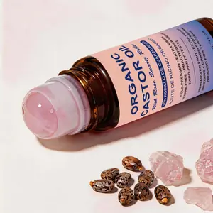 Castor Oil Roll-On with Rose Quartz Roller