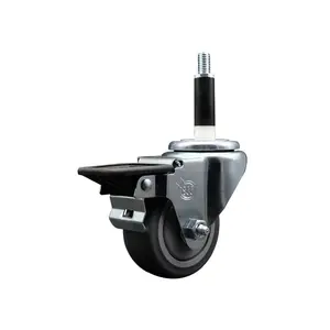 212 MAIN Service Caster SCC-EX20S314-TPRB-PLB-78, Thermoplastic Rubber Swivel Expanding Stem Caster with 3 in. Gray Wheel, 0.87 in. Stem, and Posi Locking Brake, Posi Lock