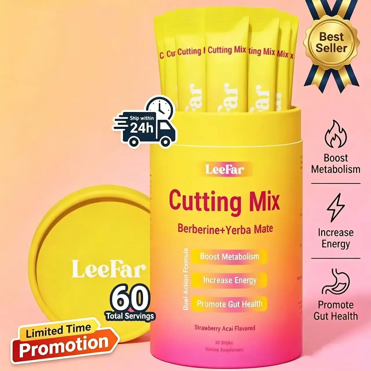LeeFar Cutting Drink Mix – | Ft Strawberry Açaí Flavor