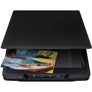 Perfection V19 II Color Photo, Tax Receipt & Document Flatbed Scanner with 4800 dpi Optical Resolution USB Power, High-Rise, Removable Lid