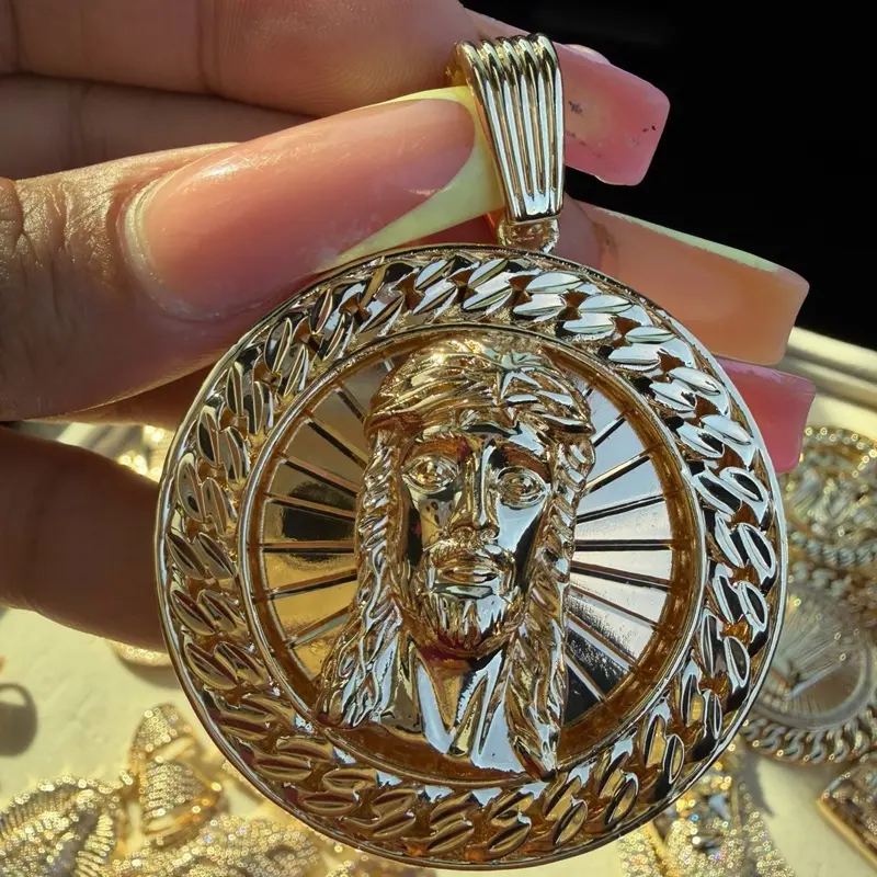Jesus pendant 14k Gold Bonded with monaco chain